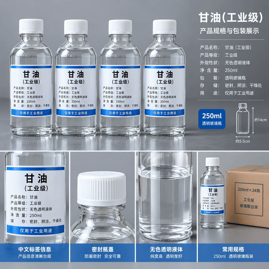 工业级甘油(丙三醇)采购指南:含量等级、GB/T 13206指标与包装核验要点 缩略图