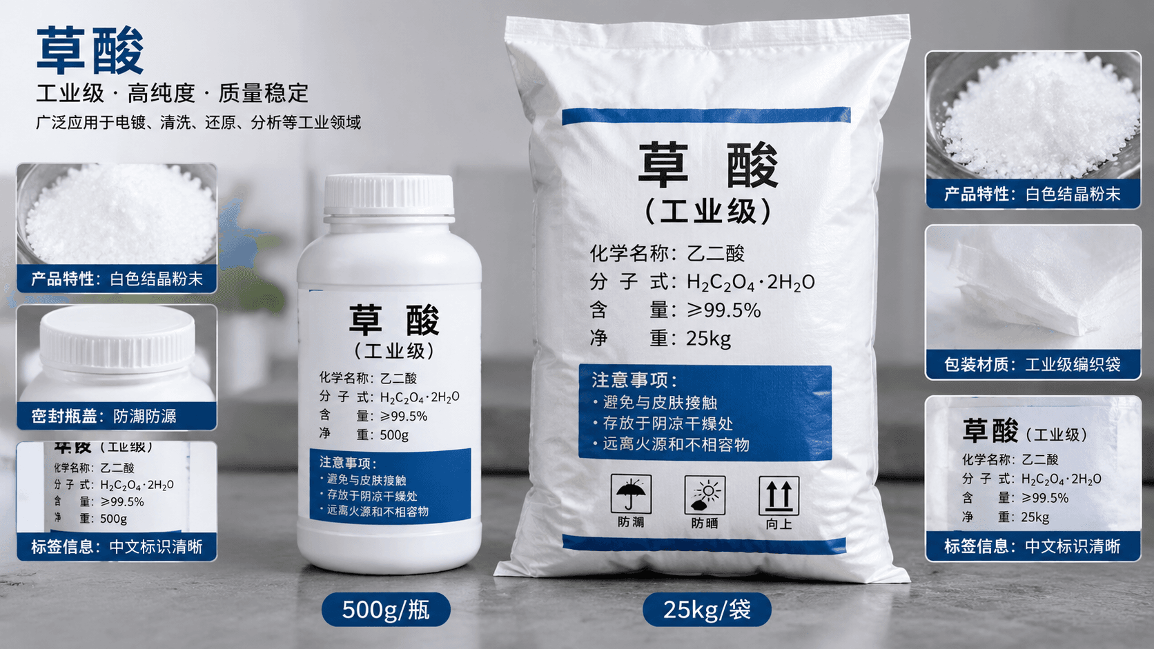 草酸(乙二酸)采购指南:等级、执行标准、包装规格与核验要点 缩略图