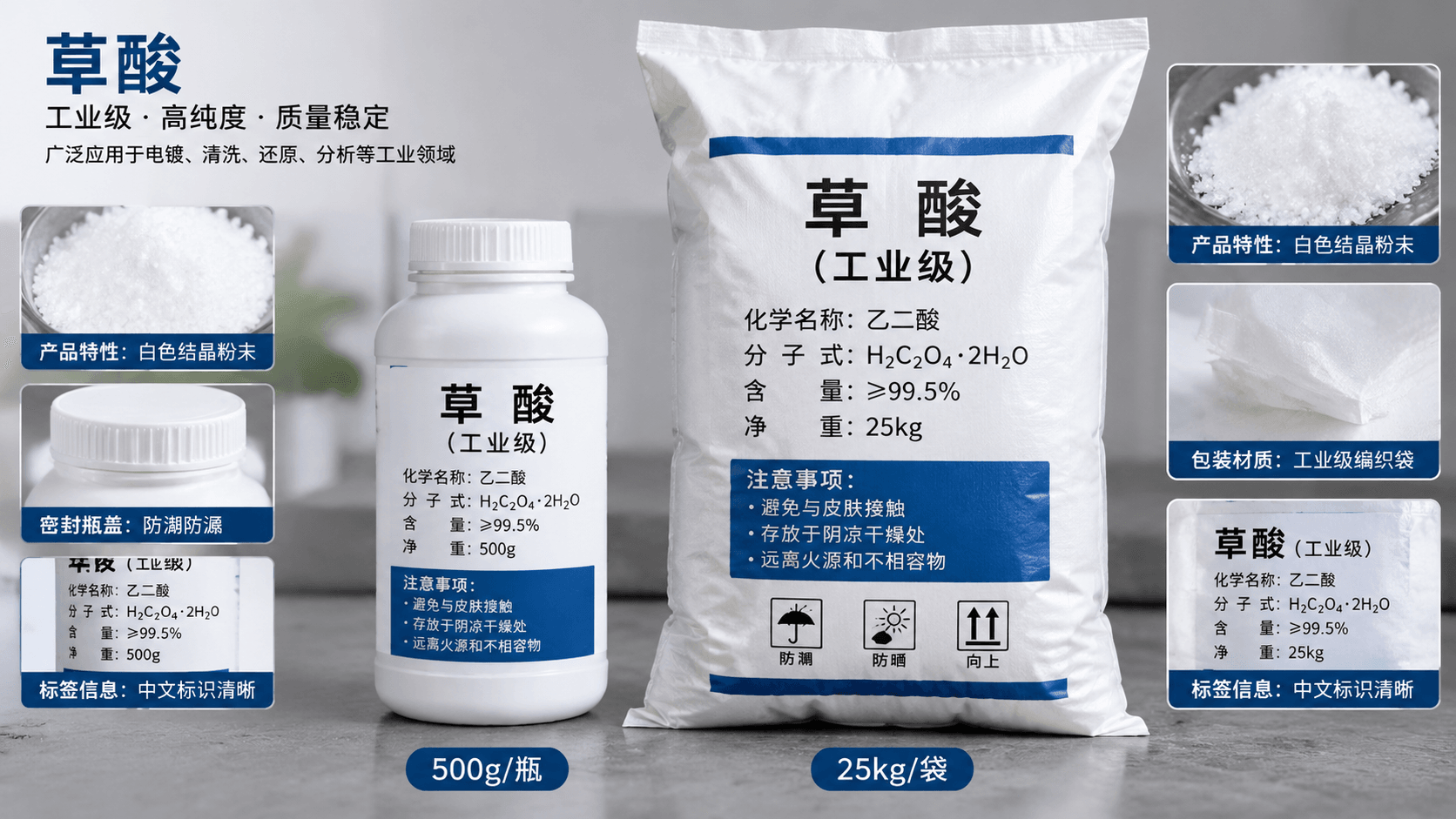 草酸(乙二酸)采购指南:等级、执行标准、包装规格与核验要点
